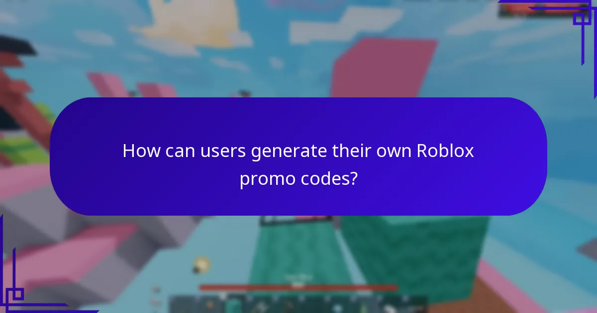 How can users generate their own Roblox promo codes?