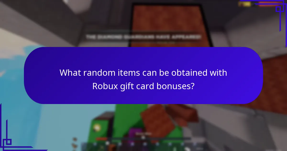 What random items can be obtained with Robux gift card bonuses?