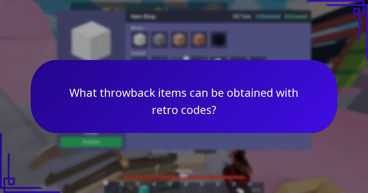 What throwback items can be obtained with retro codes?