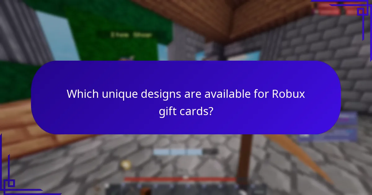 Which unique designs are available for Robux gift cards?